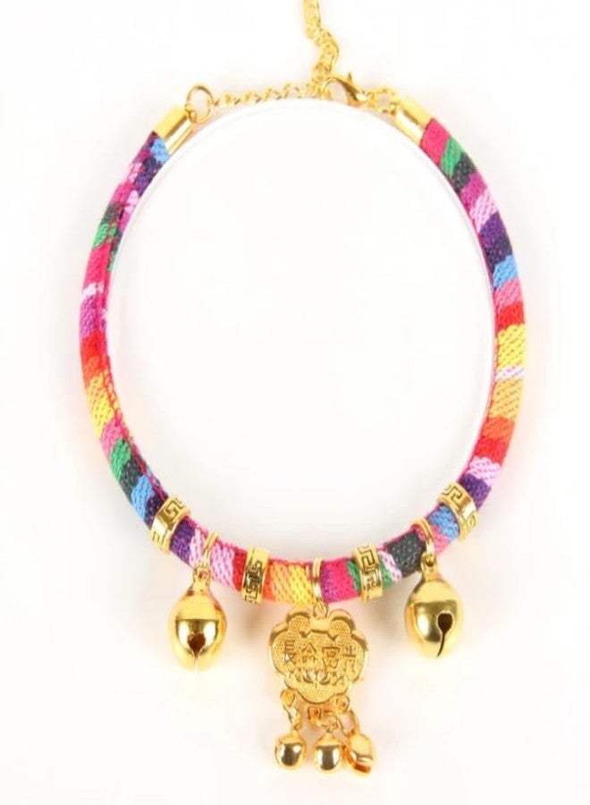 KittuPet طوق كيتو بيت للحيوانات الأليفة، قطعة واحدة، بتصميم بوهيمي عرقي، للكلاب والقطط، لطيف مع جرس، قابل للتعديل ليناسب أحجام القطط الصغيرة والمتوسطة، لون عشوائي - Image 5